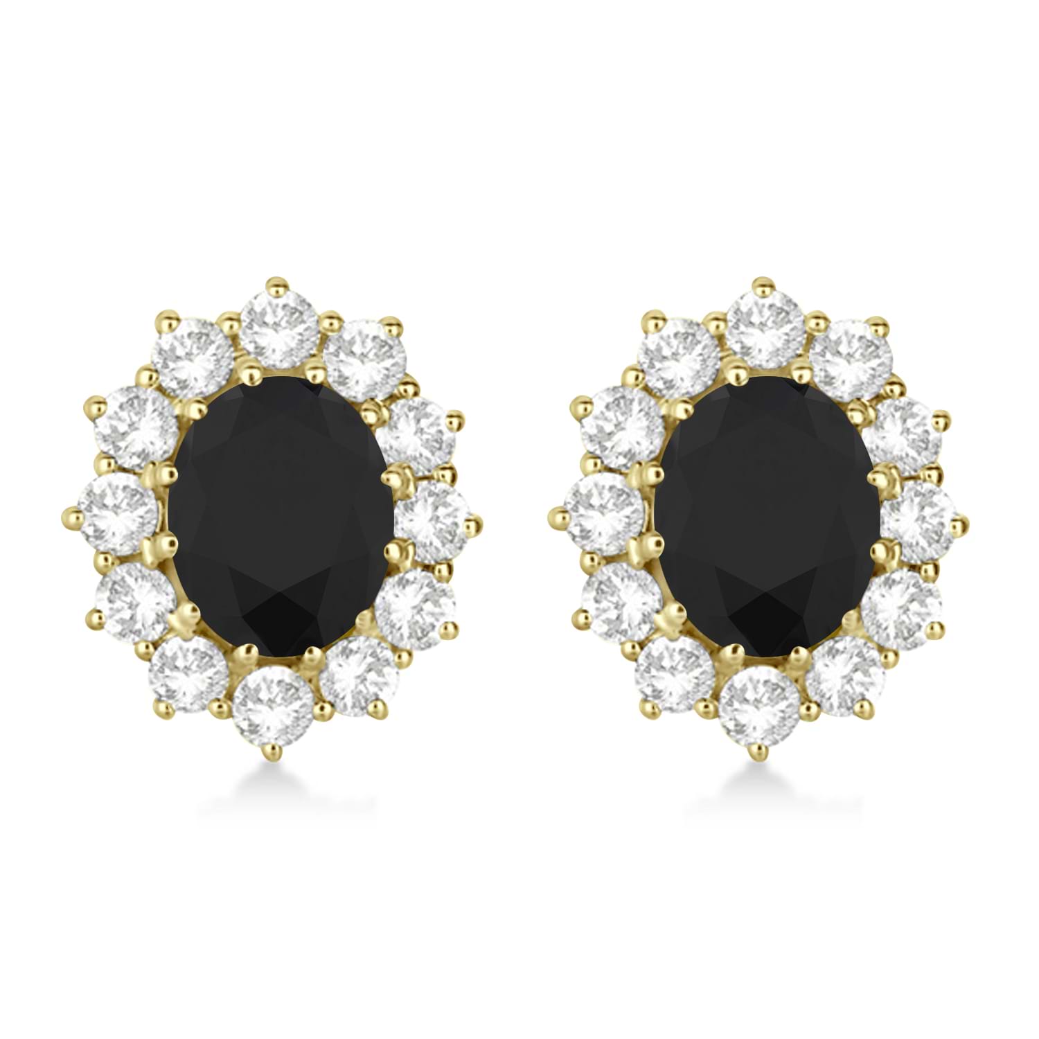 Oval Black and White Diamond Earrings 14k Yellow Gold (5.55ctw)