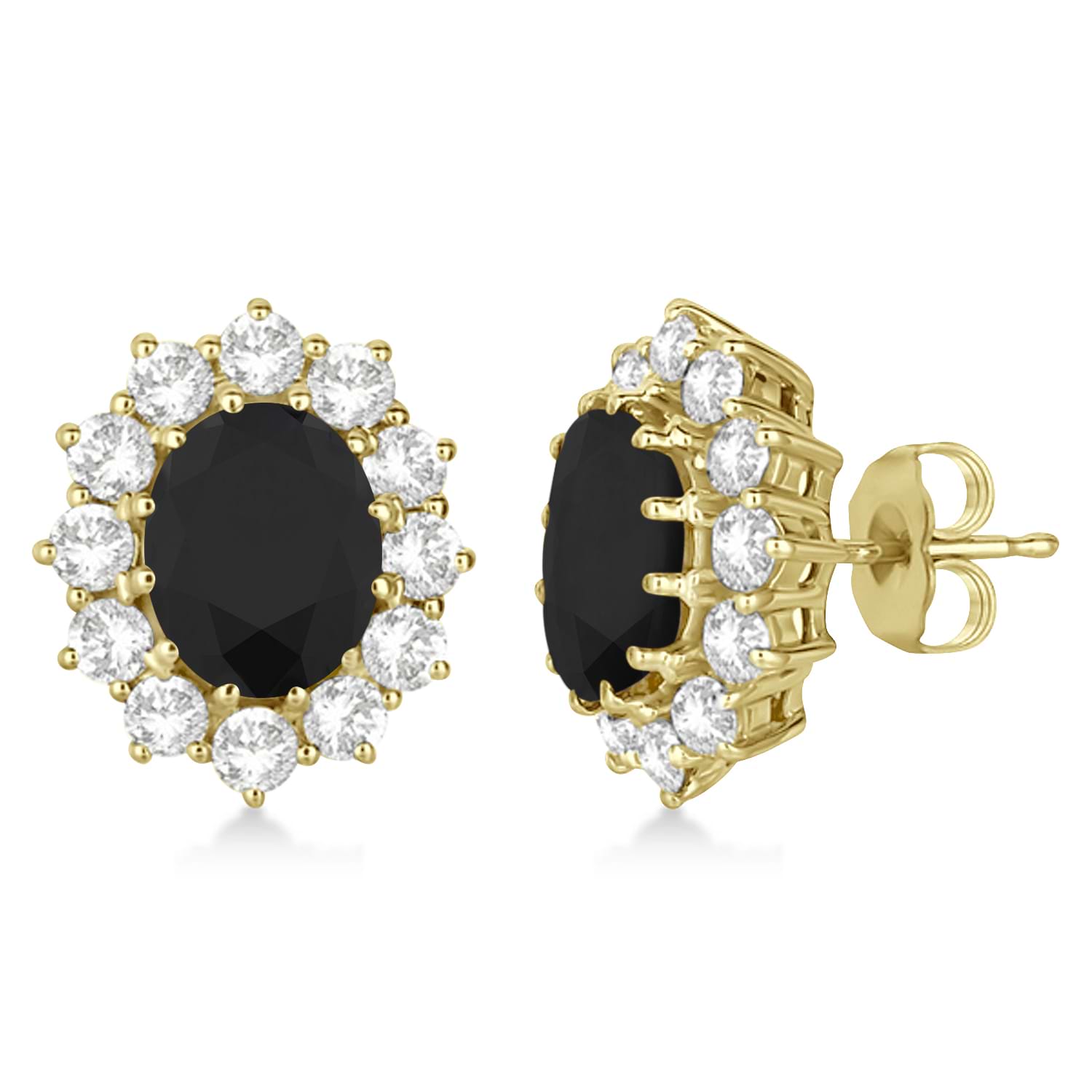 Oval Black and White Diamond Earrings 18k Yellow Gold (5.55ctw)