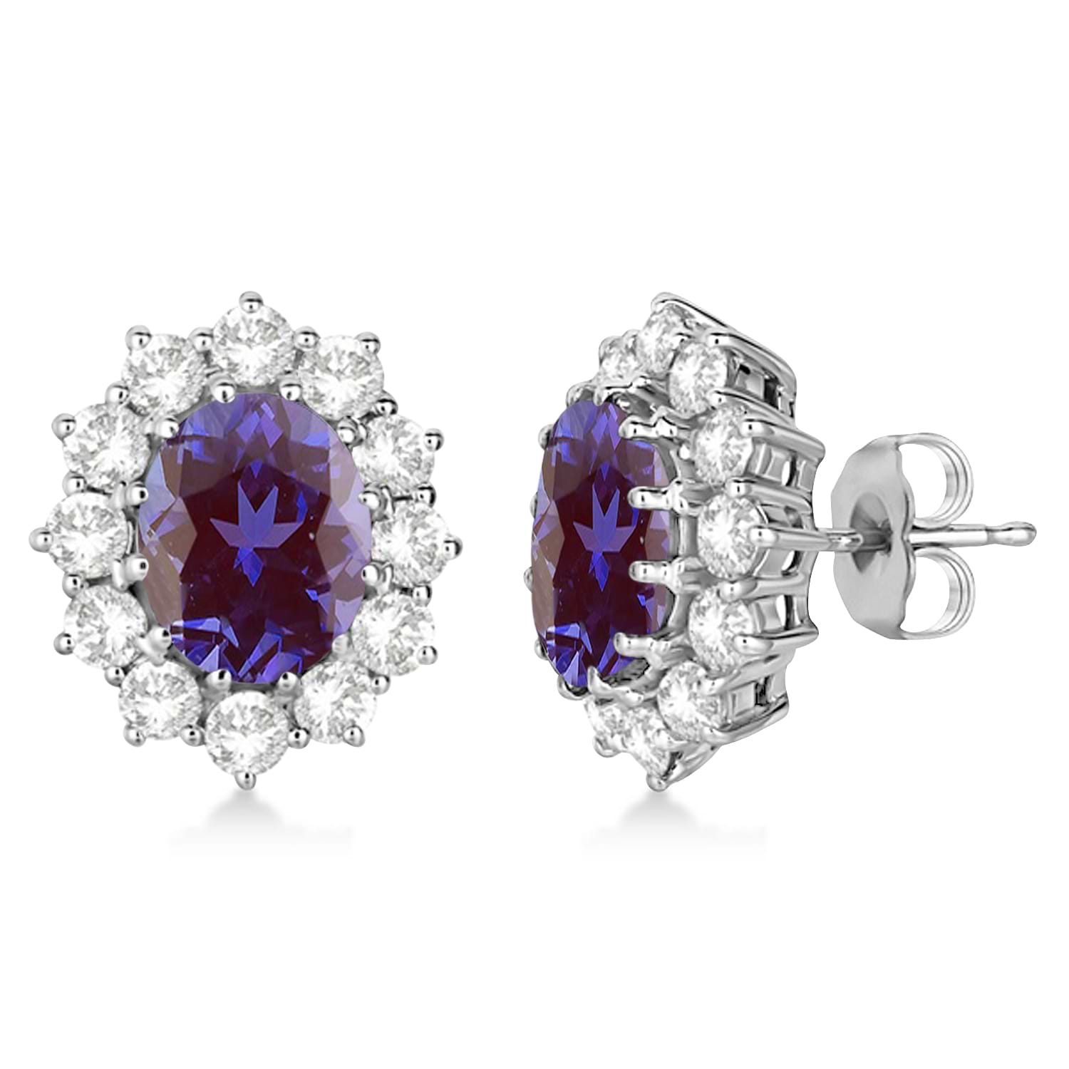 Oval Lab Alexandrite & Diamond Accented Earrings 14k White Gold (7.10ctw)