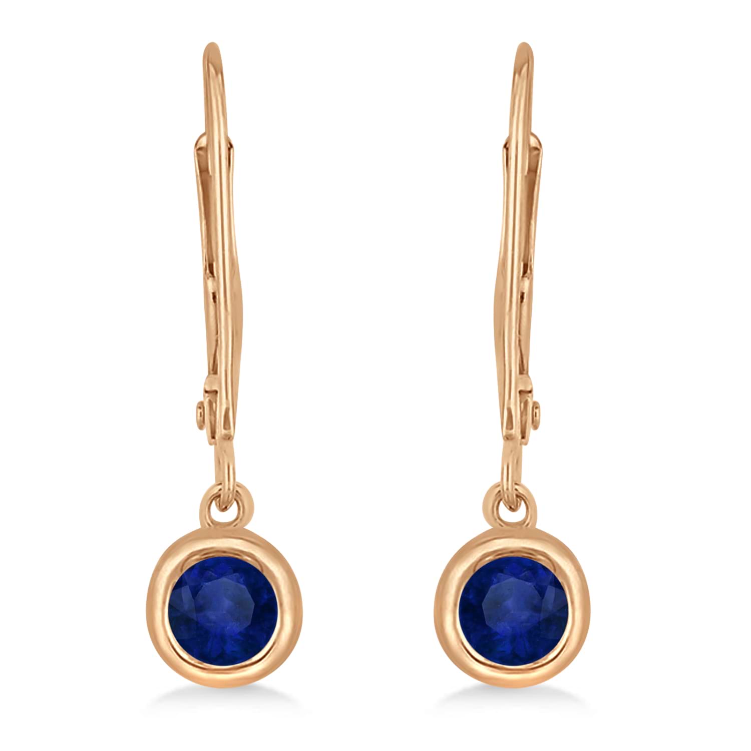 Leverback Dangling Drop Blue Sapphire Earrings 14k Rose Gold (0.50ct)