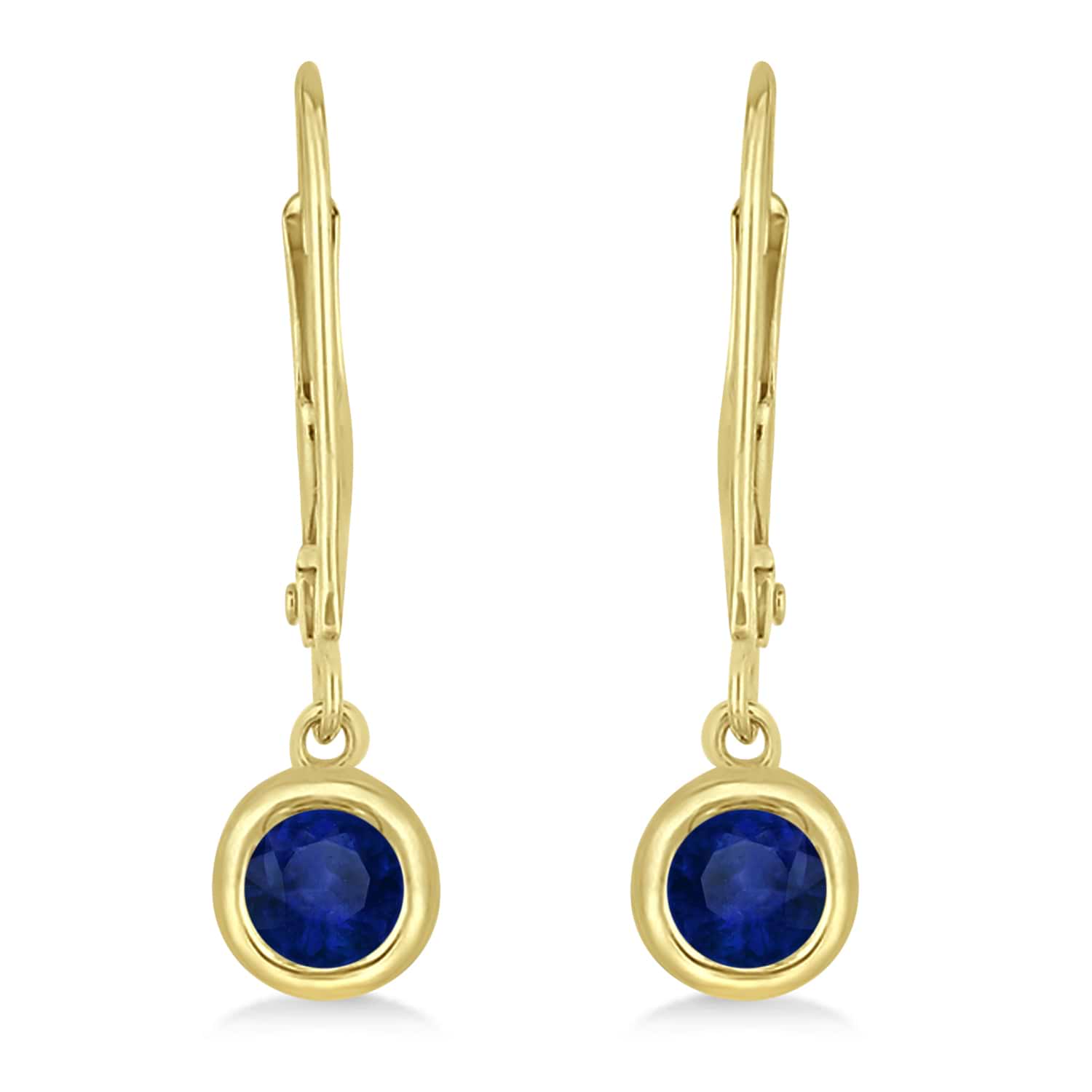 Leverback Dangling Drop Blue Sapphire Earrings 14k Yellow Gold (0.50ct)