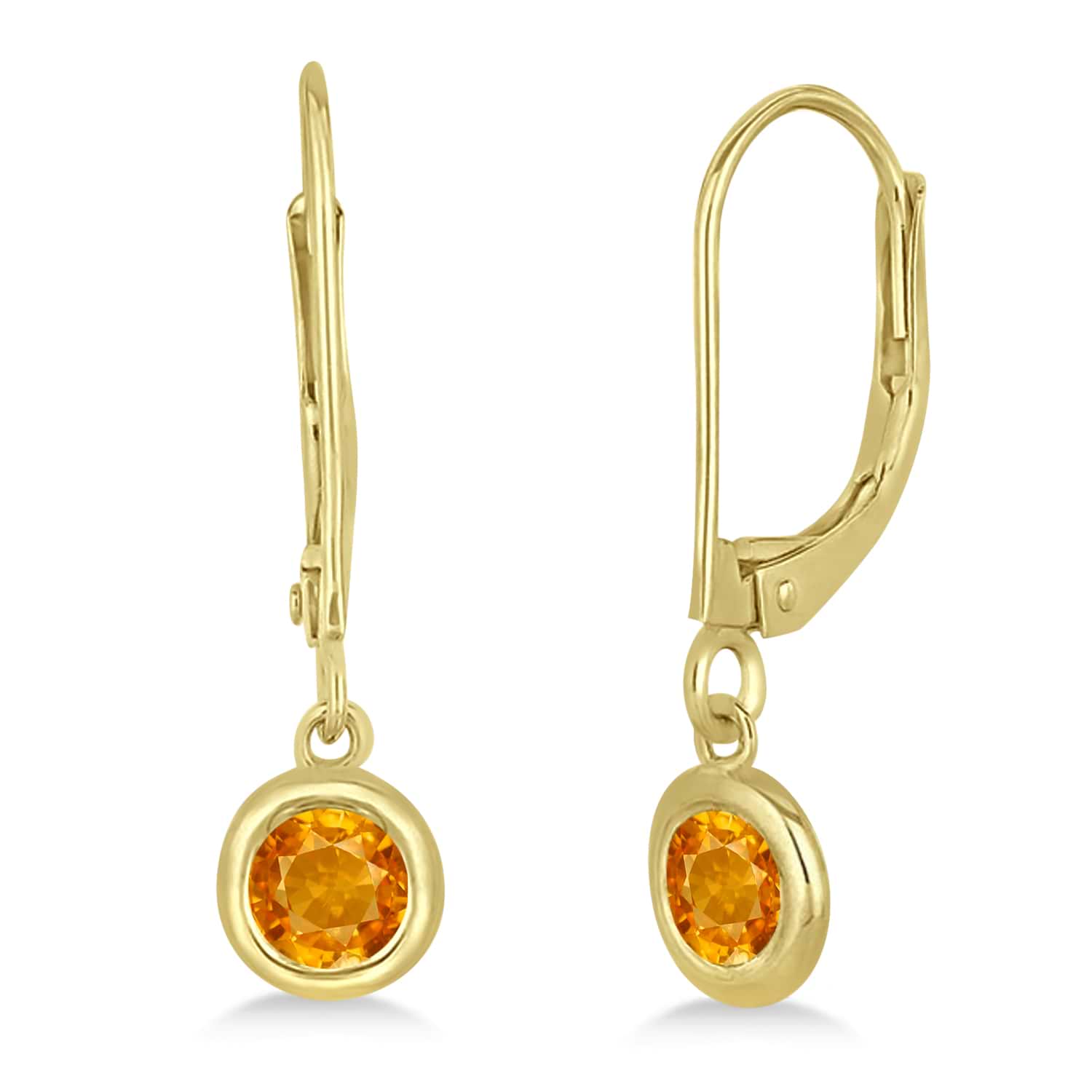 Leverback Dangling Drop Citrine Earrings 14k Yellow Gold (0.50ct)