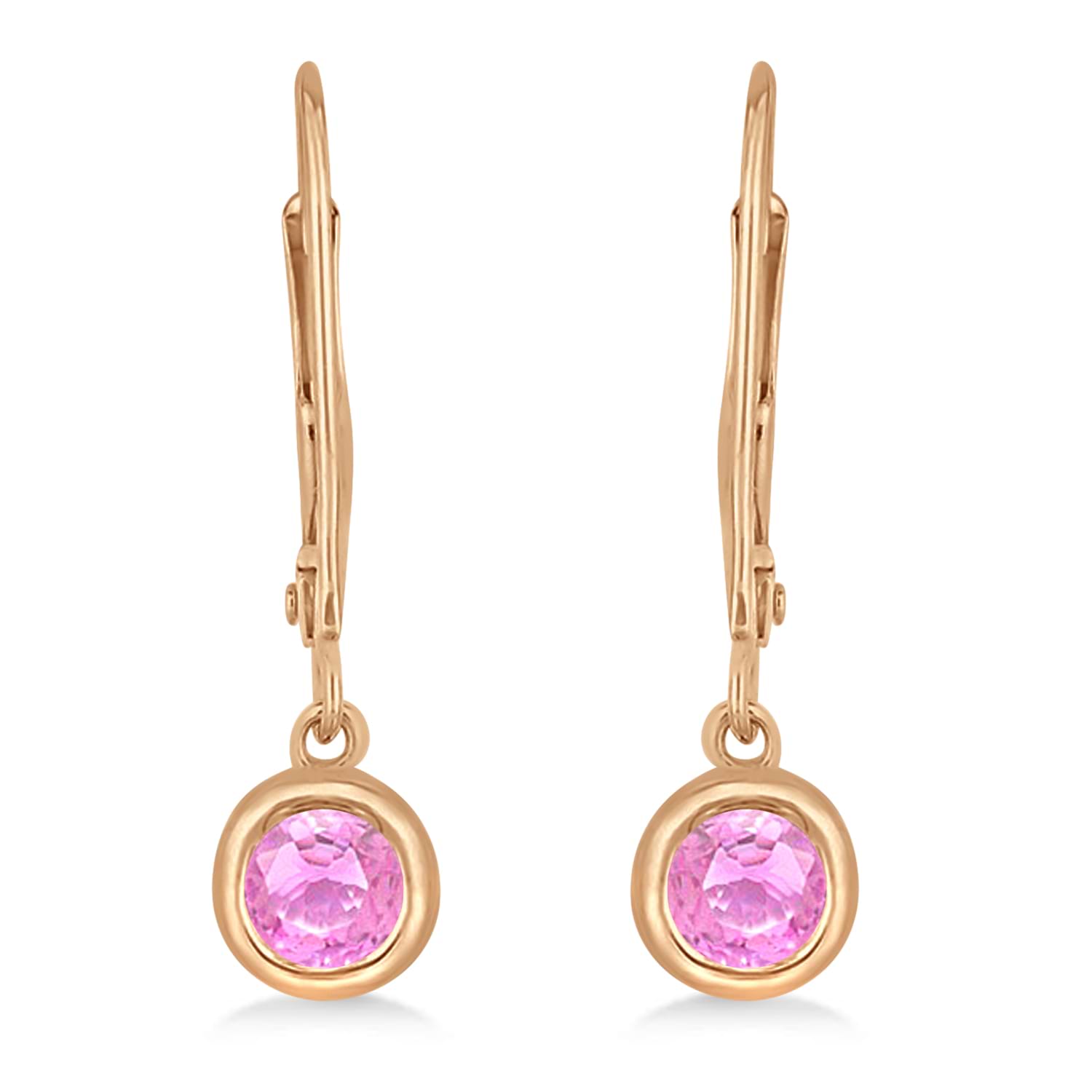Leverback Dangling Drop Pink Sapphire Earrings 14k Rose Gold (0.50ct)