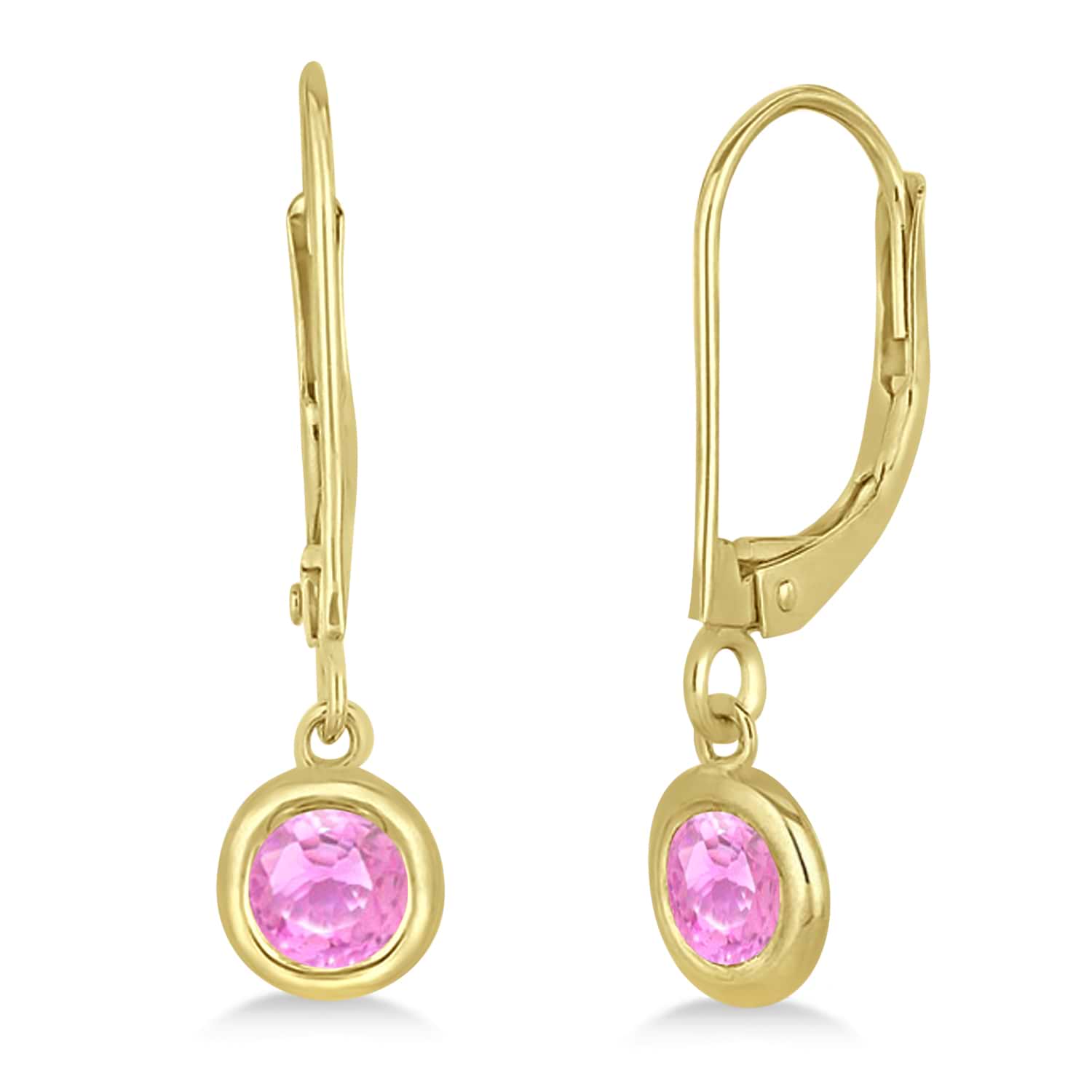 Leverback Dangling Drop Pink Sapphire Earrings 14k Yellow Gold (0.50ct)