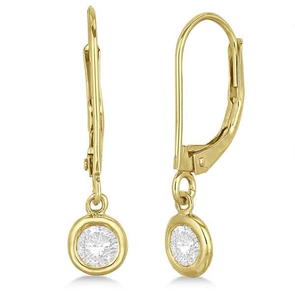 Leverback Dangling Drop Diamond Earrings 14k Yellow Gold (0.40ct)