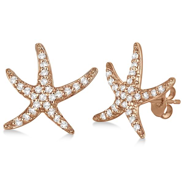 Lab Grown Diamond Starfish Earrings 14k Rose Gold (0.50ct)