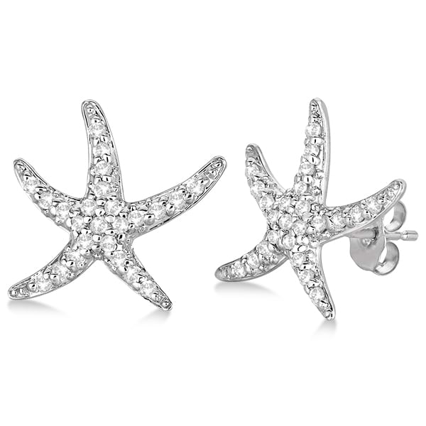 Lab Grown Diamond Starfish Earrings 14k White Gold (0.50ct)