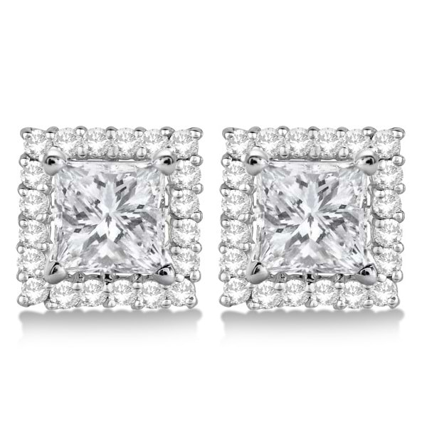 Square Diamond Earring Jackets Pave-Set 14k White Gold 0.50ct - IE370