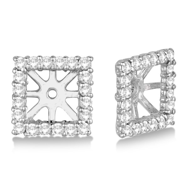 Pave-Set Square Diamond Earring Jackets 14k White Gold (0.55ct)
