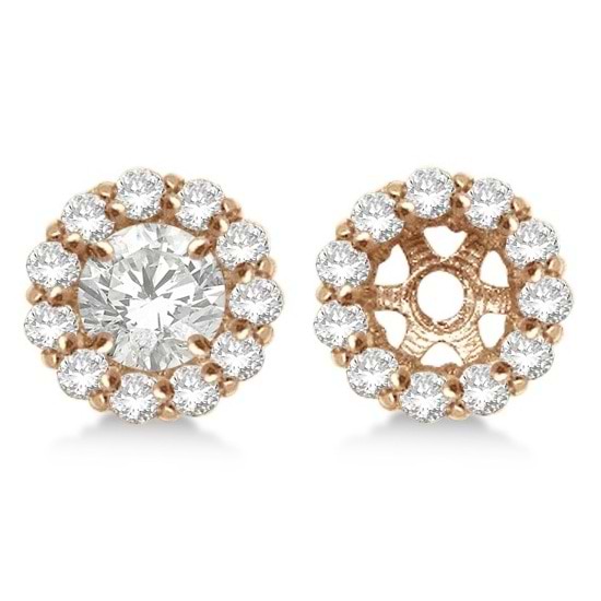 Round Diamond Earring Jackets for 6mm Studs 14K Rose Gold (0.80ct)
