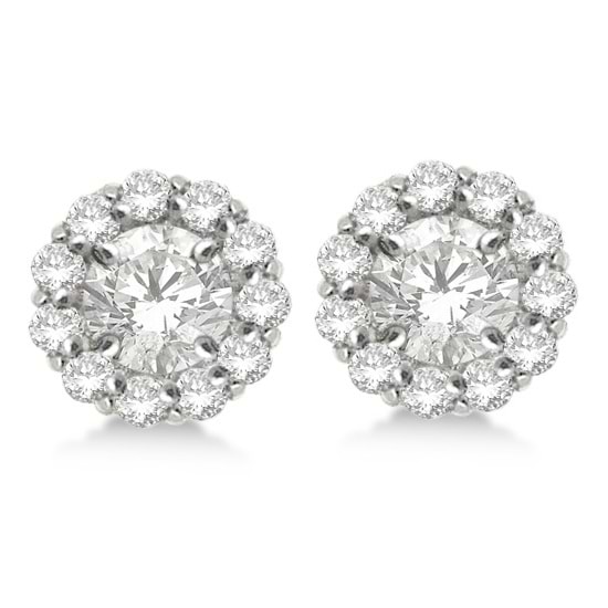 Round Diamond Earring Jackets for 7mm Studs 14K White Gold (0.90ct)