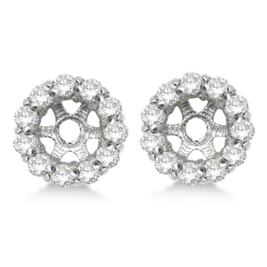 Round Diamond Earring Jackets for 9mm Studs 14k White Gold (1.12ct)