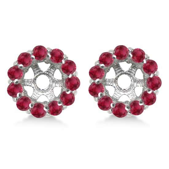 Round Ruby Earring Jackets for 5mm Studs 14K White Gold (1.08ct)