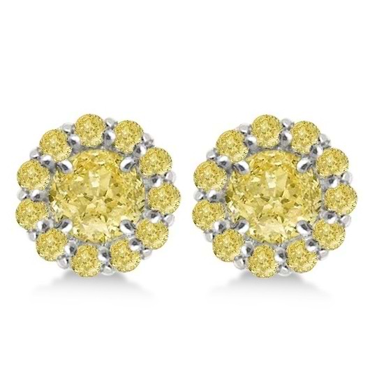 Round Yellow Diamond Earring Jackets for 8mm Studs 14K W. Gold (1.00ct)
