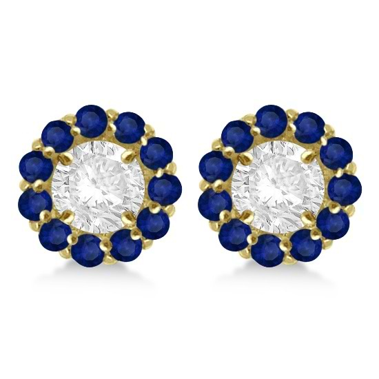 Round Blue Sapphire Earring Jackets 5mm Studs 14K Yellow Gold (1.08ct)