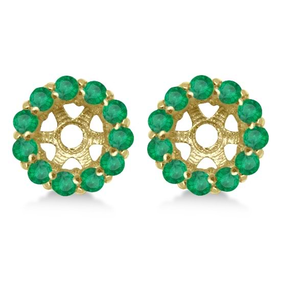 Round Emerald Earring Jackets for 8mm Studs 14K Yellow Gold (1.44ct)