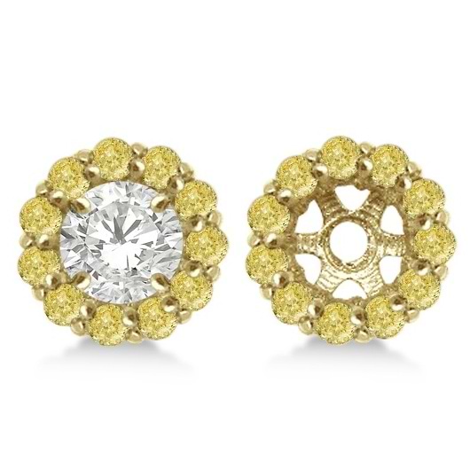 Round Yellow Diamond Earring Jackets for 7mm Studs 14K Y. Gold (0.90ct)