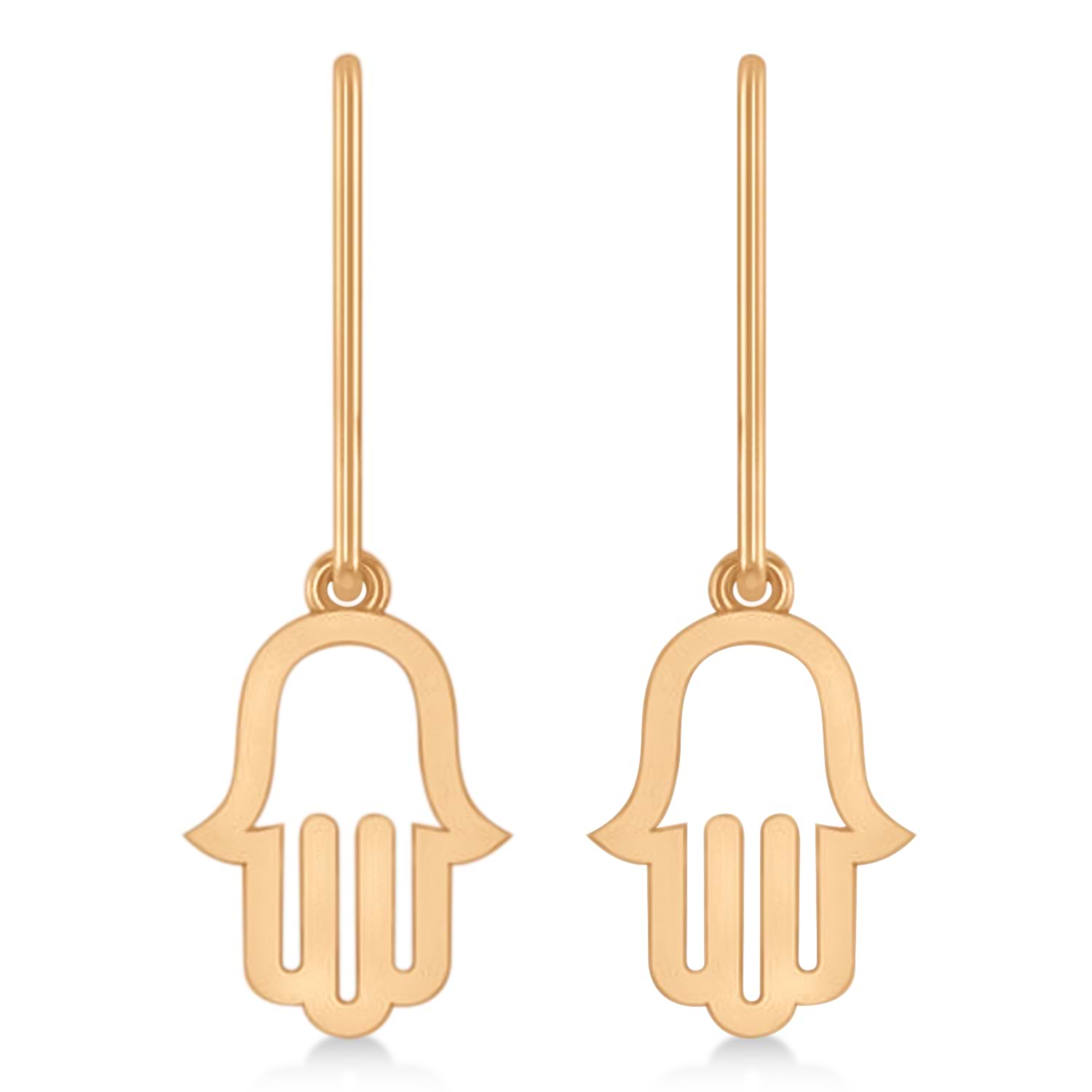 Hand of God Hamsa Dangling Fashion Earrings 14k Rose Gold