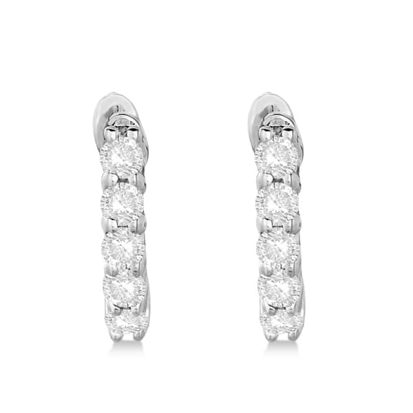 Hinged Hoop Diamond Huggie Style Earrings in 14k White Gold (0.25ct)