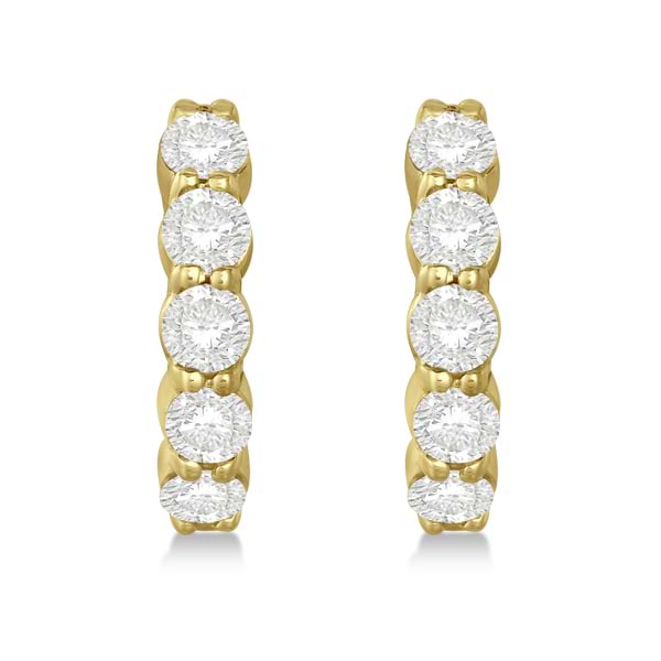 Hinged Hoop Lab Grown Lab Grown Diamond Huggie Style Earrings in 14k Yellow Gold (1.51ct)