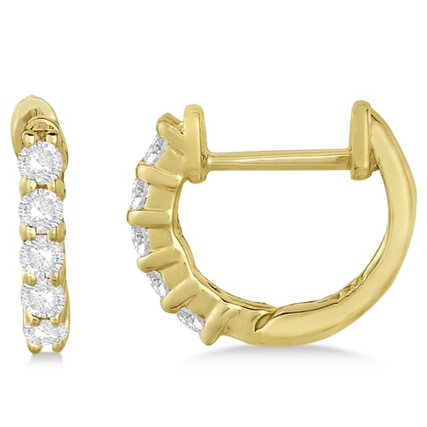 Hinged Hoop Lab Grown Diamond Huggie Style Earrings 14k Yellow Gold (0.25ct)