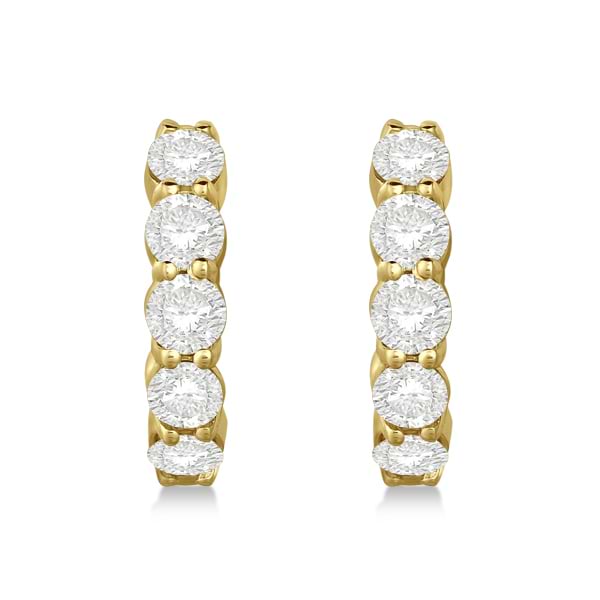 Hinged Hoop Lab Grown Lab Grown Diamond Huggie Style Earrings in 14k Yellow Gold (2.00ct)