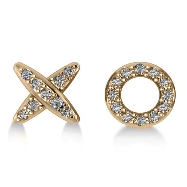 Diamond Mismatched XO Stud Earrings 14k Yellow Gold (0.21ct)