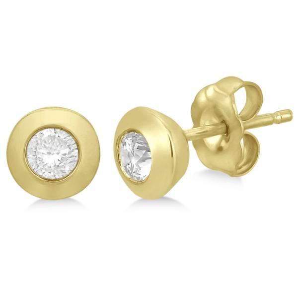 Diamond Solitaire Push-Back Stud Earrings in 14k Yellow Gold (0.25ct)