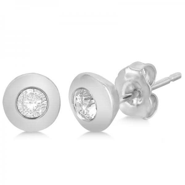 Bezel-Set Diamond Solitaire Stud Earrings in 14k White Gold (0.33ct)