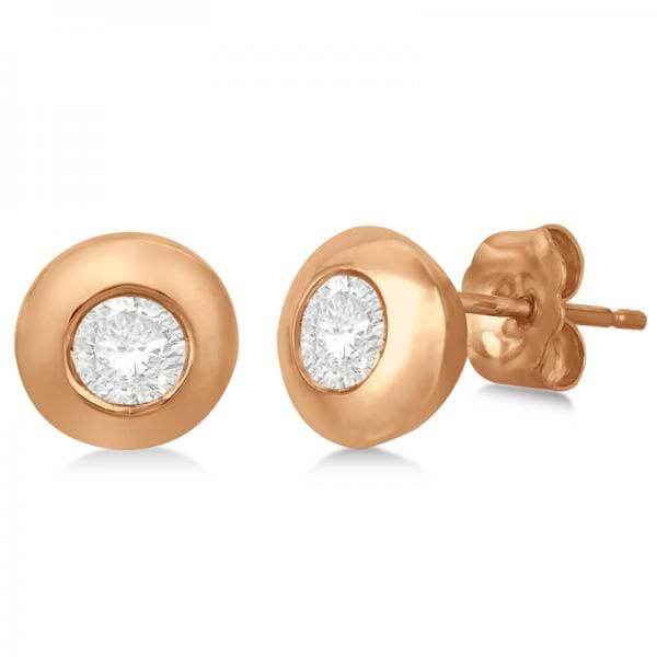 Round-Cut Diamond Solitaire Stud Earrings in 14k Rose Gold (0.65ct)