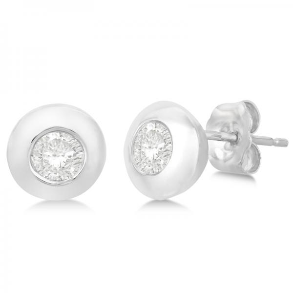 Round-Cut Diamond Solitaire Stud Earrings in 14k White Gold (0.65ct)