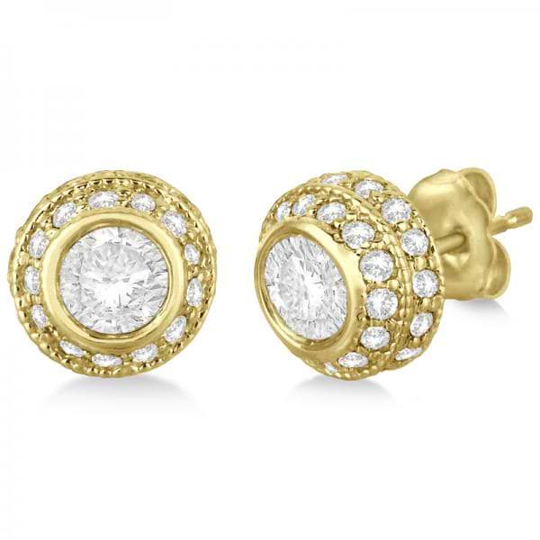 Vintage Double Halo Diamond Earrings 24k Yellow Gold (2.00cts)