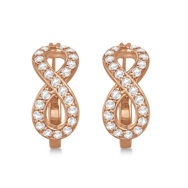 Infinity Shaped Hinged Hoop Diamond Earrings 14k Rose Gold 0.75ct - IE647