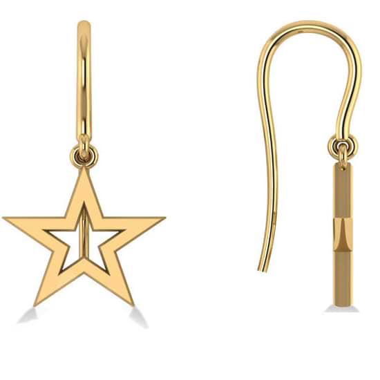 Dangle Star Earrings 14k Yellow Gold