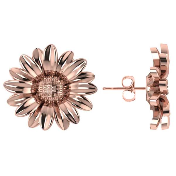 Multilayered Daisy Flower Stud Earrings 14K Rose Gold