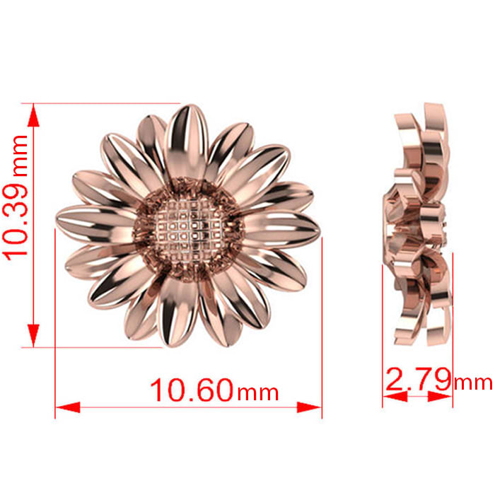 Multilayered Daisy Flower Stud Earrings 14K Rose Gold