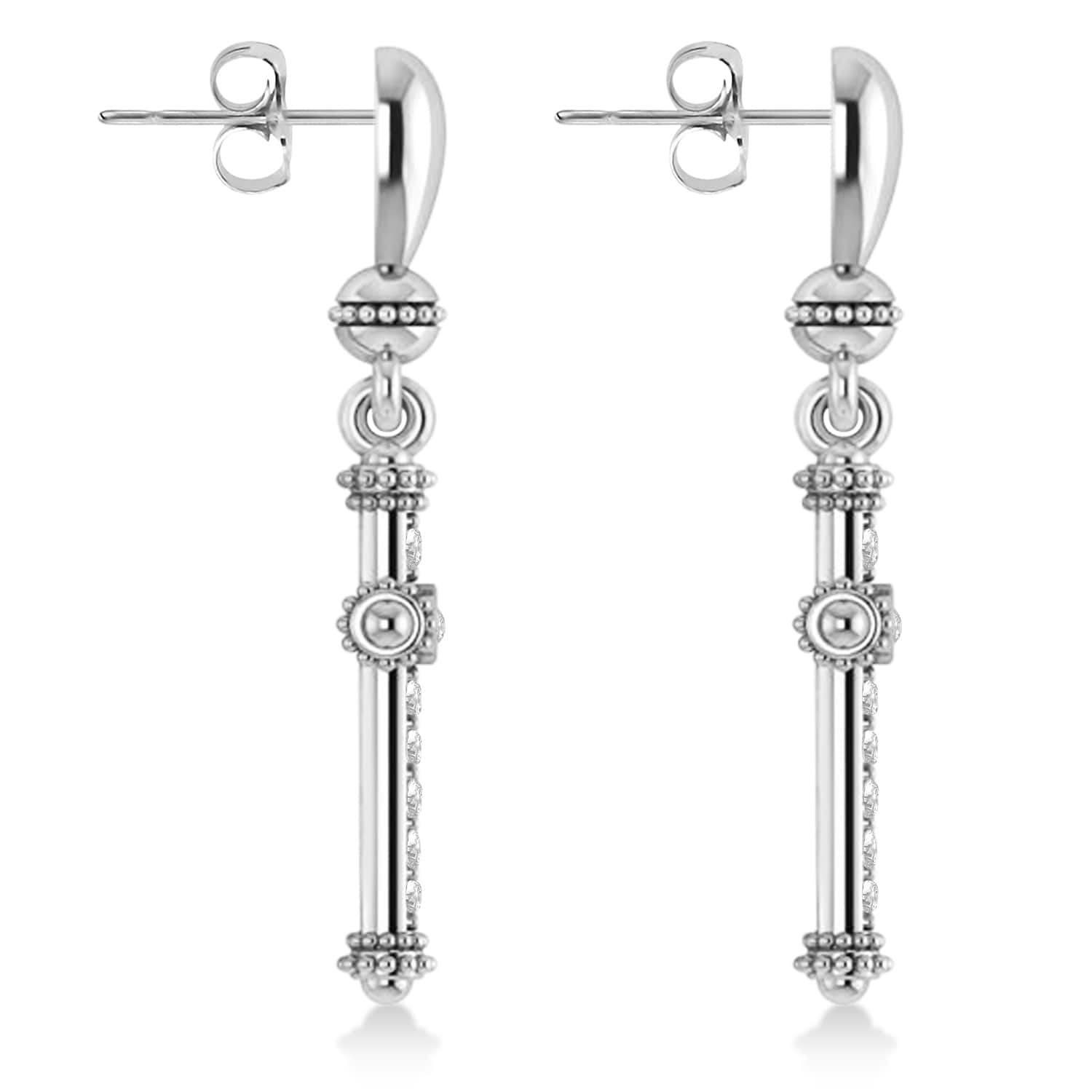 Diamond Cross Drop Earrings 14k White Gold (0.25ctw)