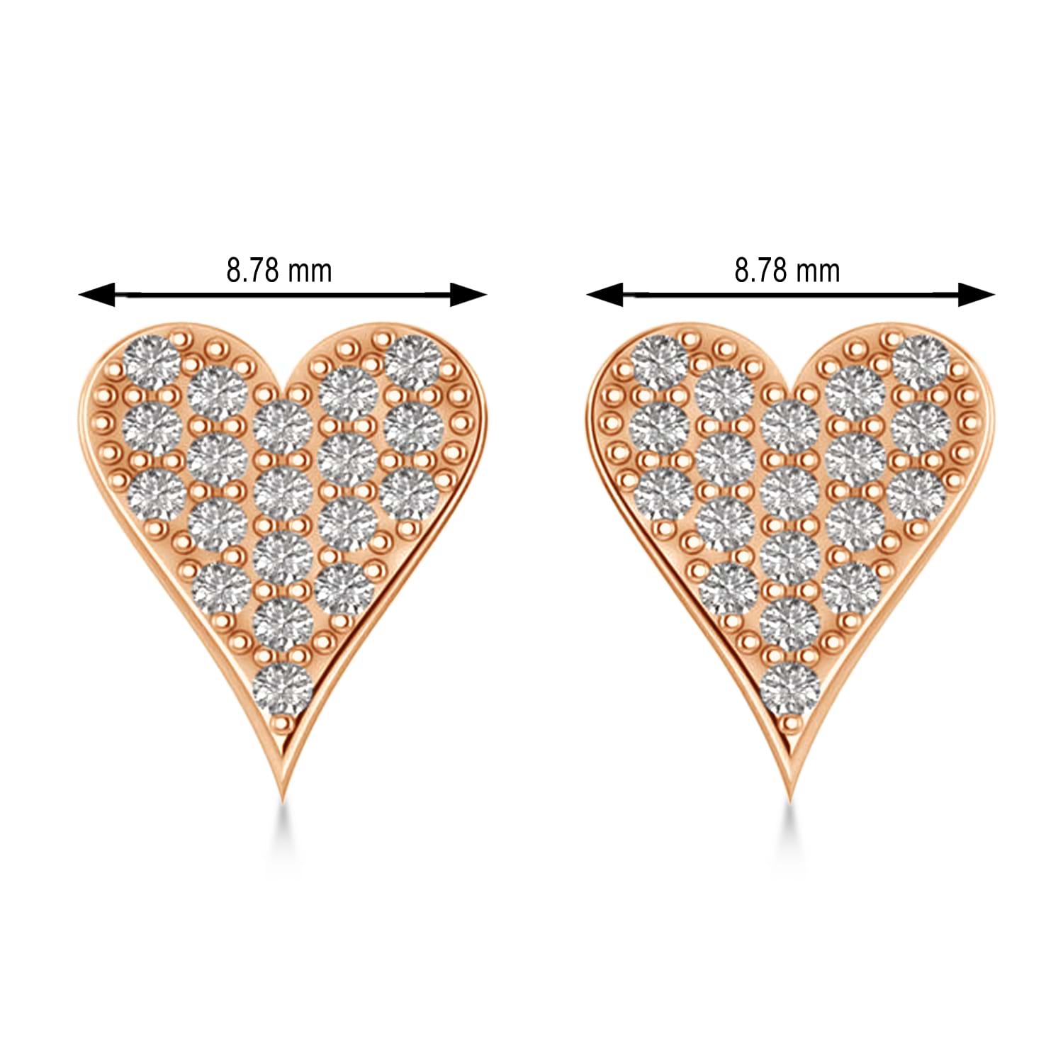 Diamond Pave Elongated Heart Earrings 14k Rose Gold (0.38ct)
