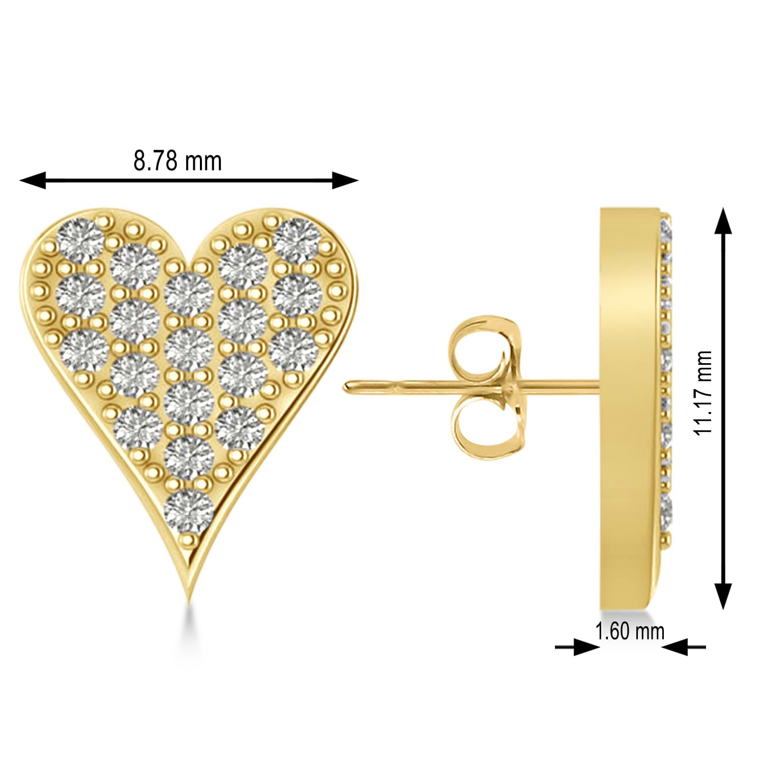 Diamond Pave Elongated Heart Earrings 14k Yellow Gold (0.38ct)