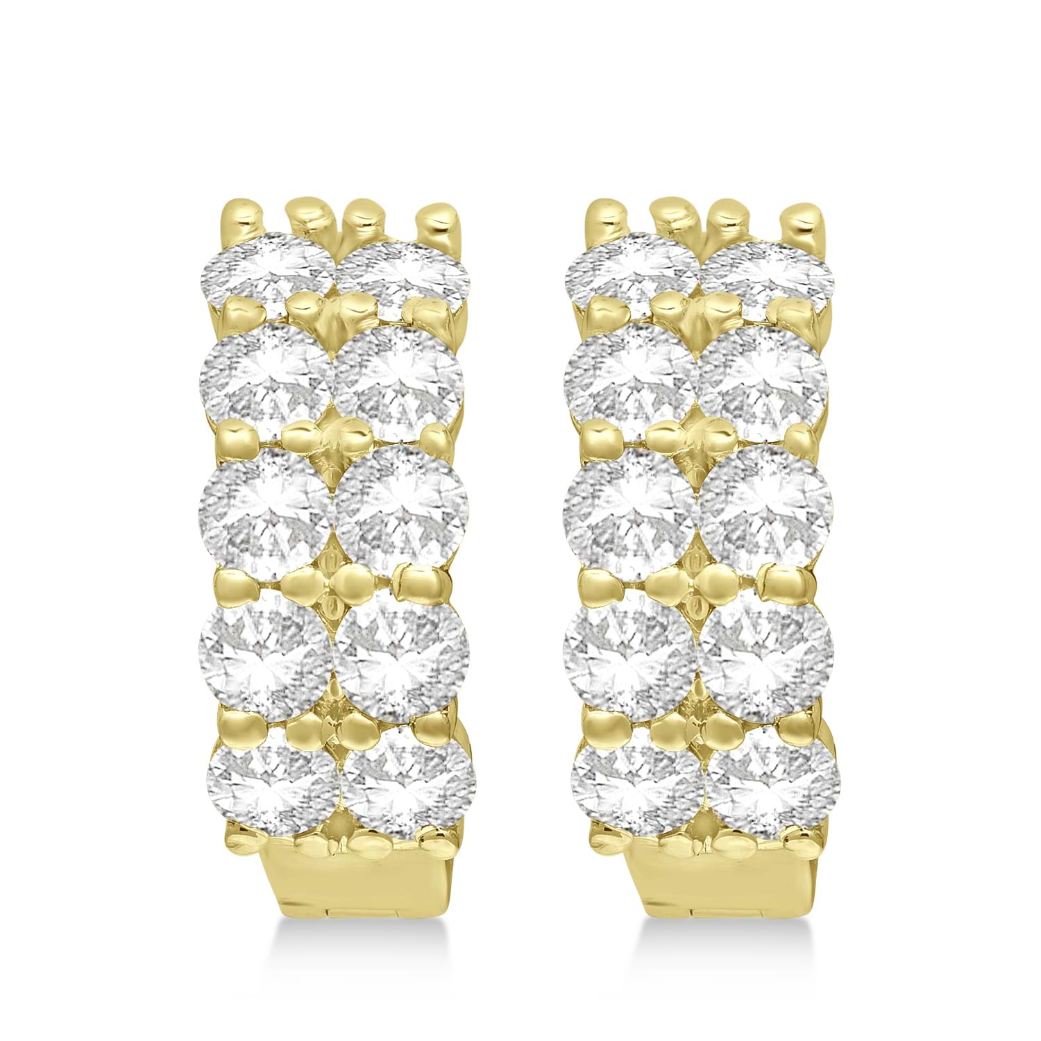 Double Row Diamond Huggie Earrings 14k Yellow Gold (3.08ct)