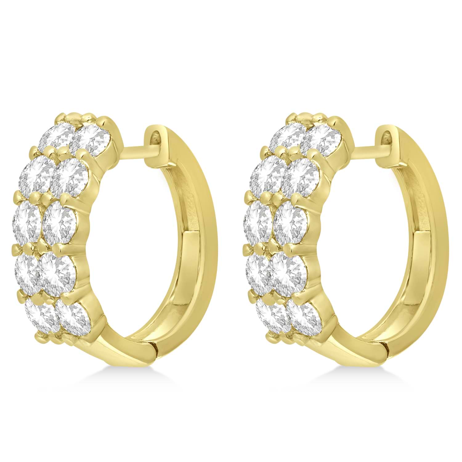 Double Row Diamond Huggie Earrings 14k Yellow Gold (3.08ct)