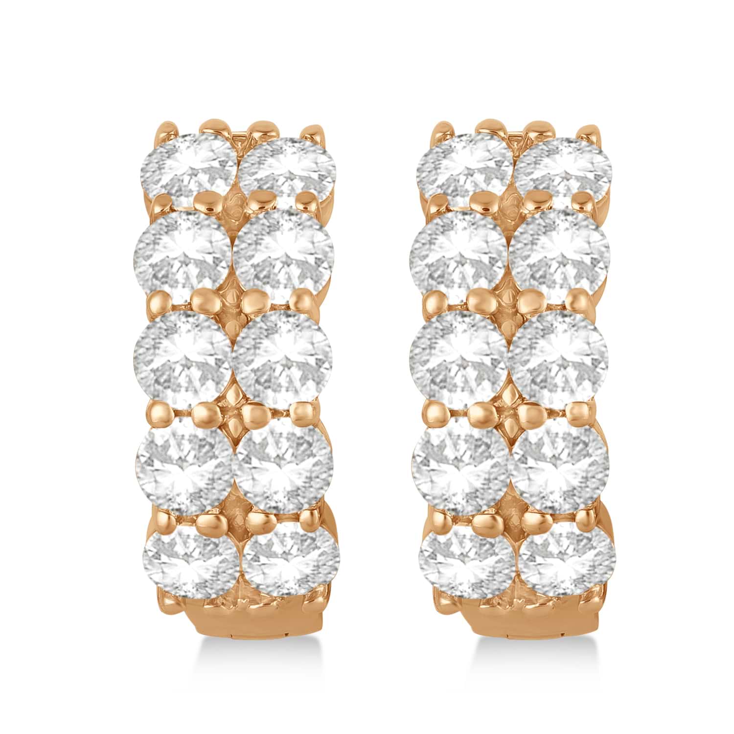 Double Row Diamond Hoop Earrings 14k Rose Gold (4.00ct)