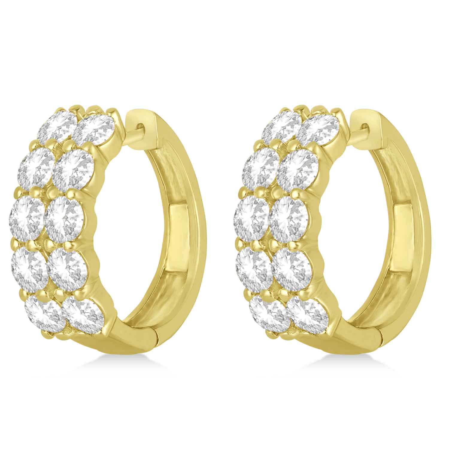 Double Row Diamond Hoop Earrings 14k Yellow Gold (4.00ct)