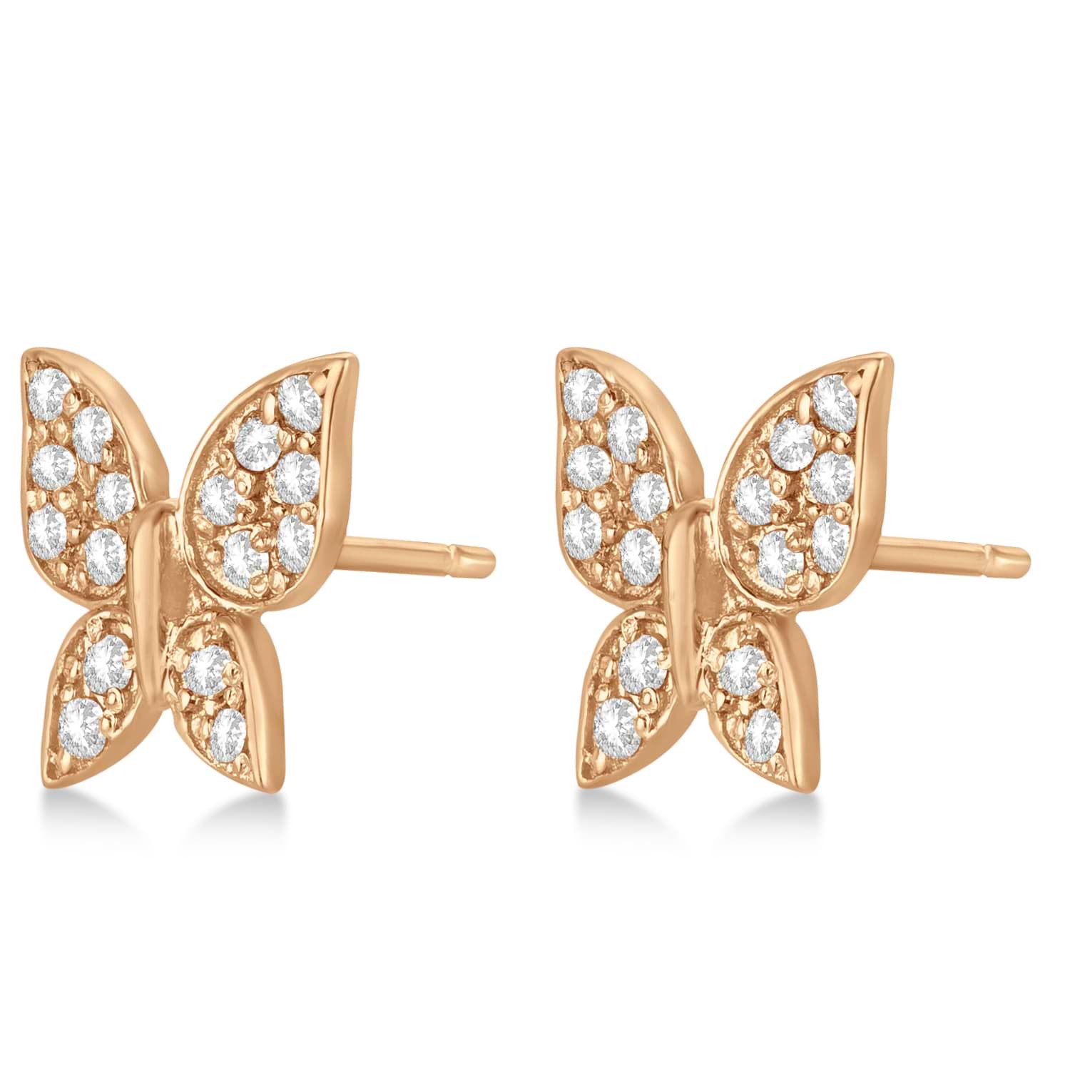 Diamond Butterfly Stud Earrings 14k Rose Gold (0.30ct)