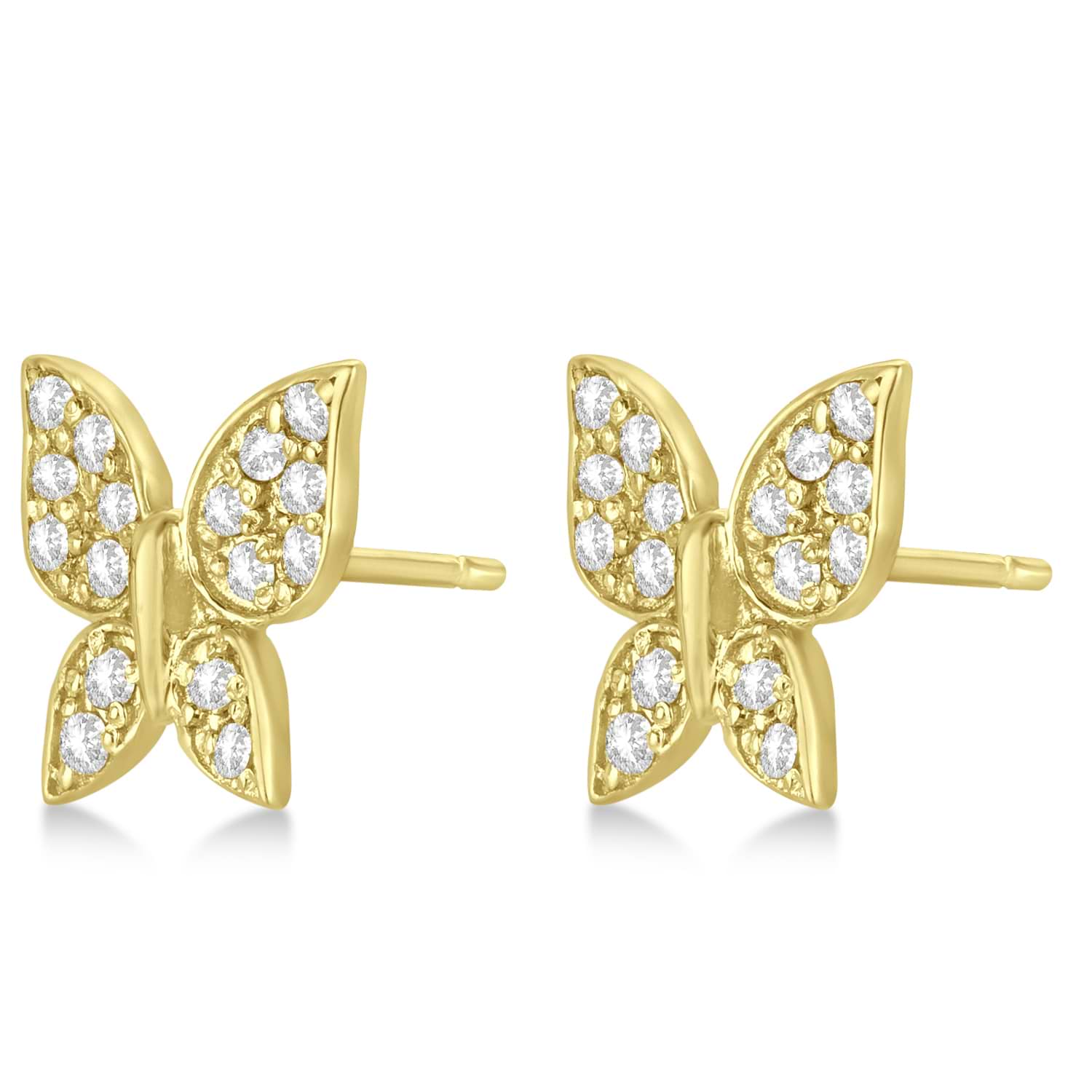 Diamond Butterfly Stud Earrings 14k Yellow Gold (0.30ct)
