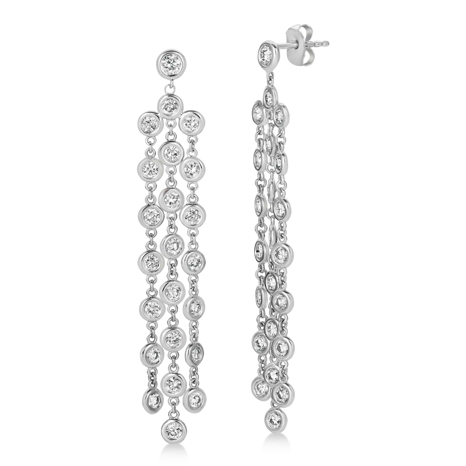 Diamond Accented Dangling Chandelier Earrings 14k White Gold (2.75ct)