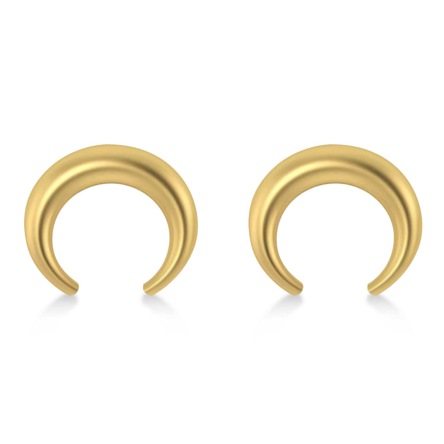 Crescent Moon Horn Earrings 14k Yellow Gold
