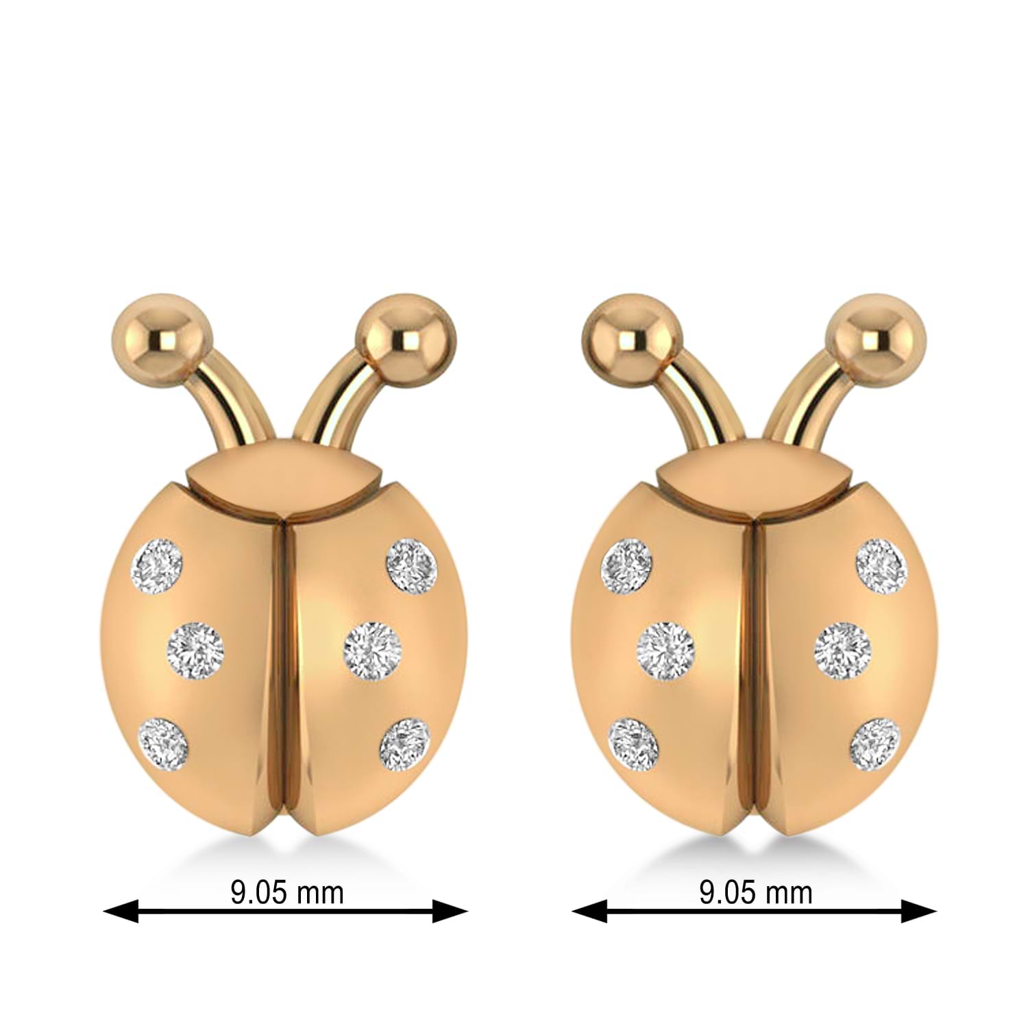 Lady's Diamond Ladybug Earrings 14k Rose Gold  (0.18ctw)