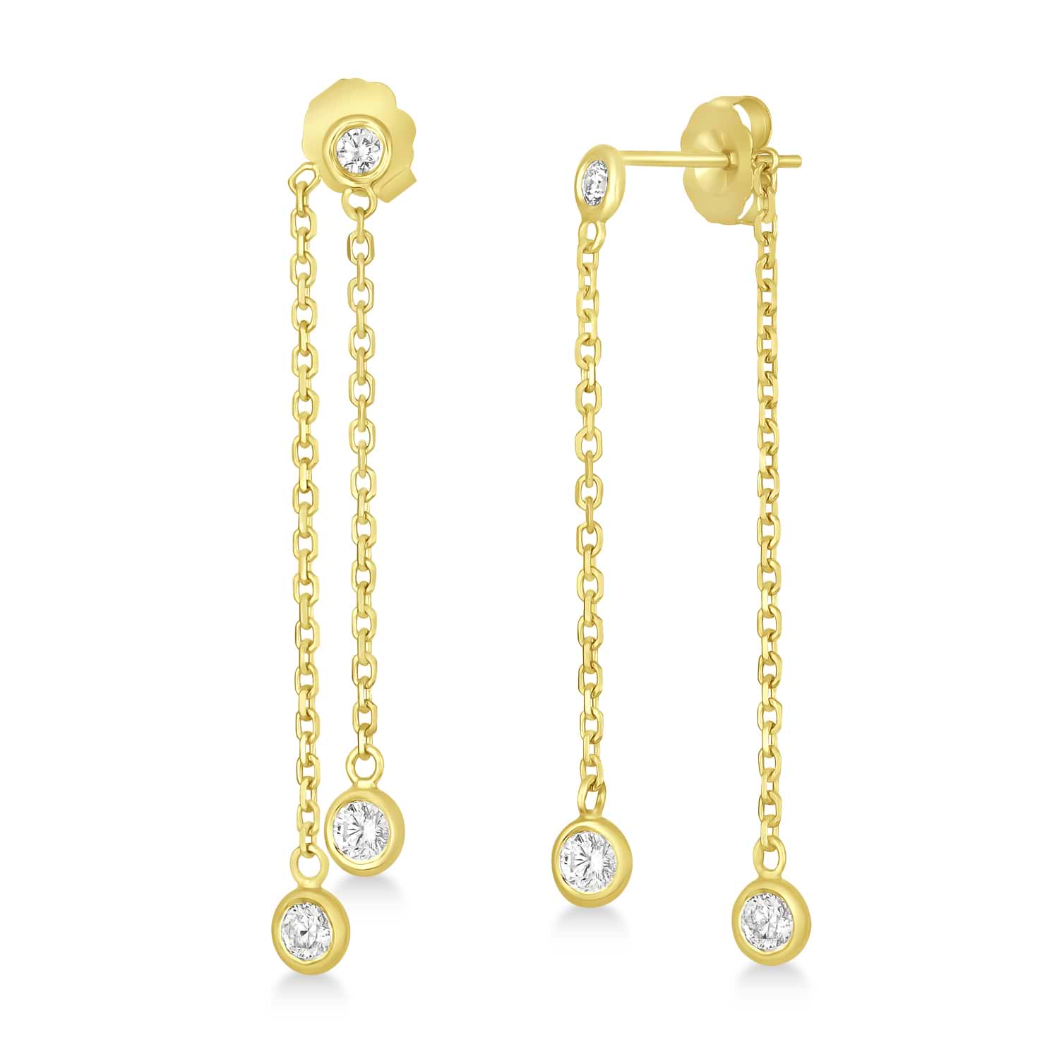 Diamond Bezel-Set Drop Earrings in 14k Yellow Gold (0.50 ctw)
