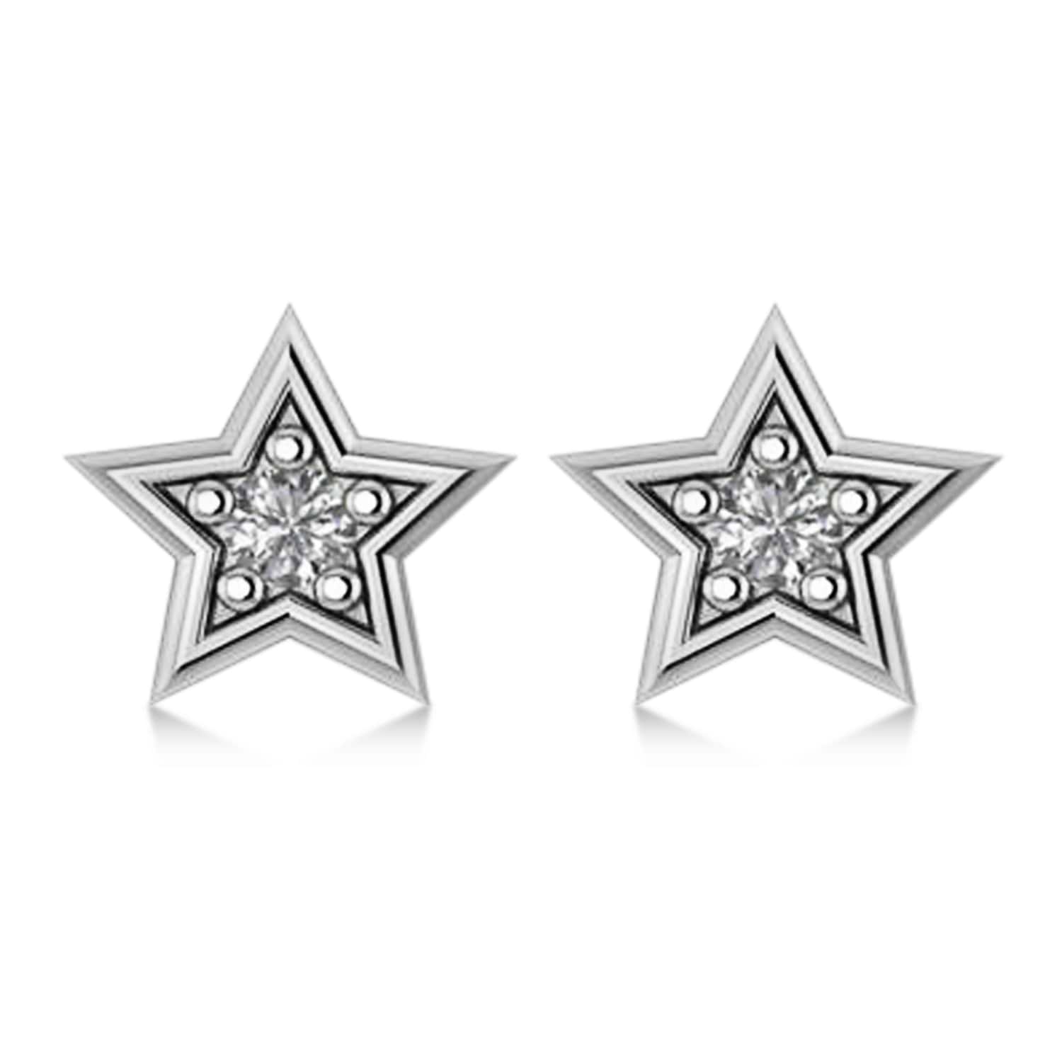 Diamond Stars Earrings 14k White Gold (0.10 ct)